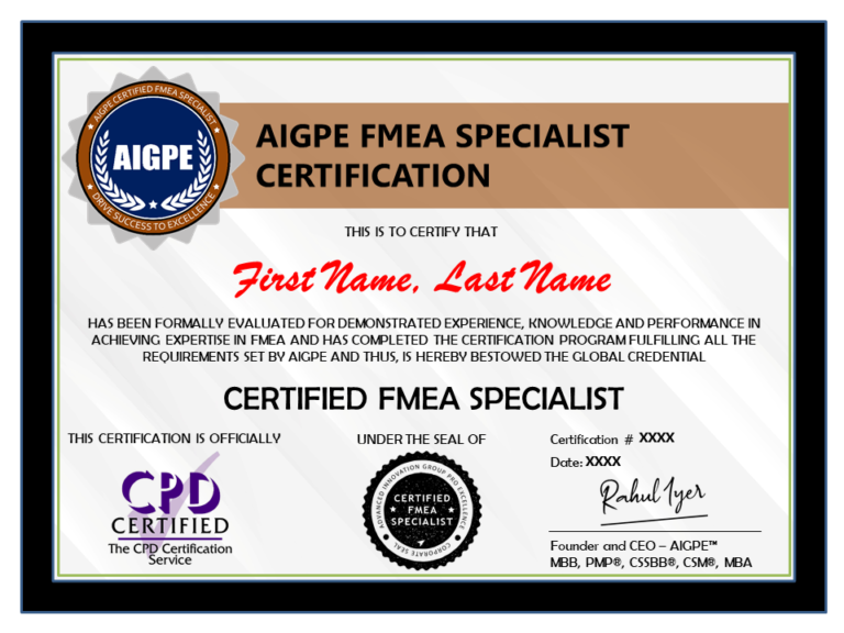 FMEA Specialist Certification AIGPE