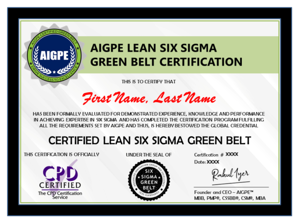 Green Belt Certification - AIGPE