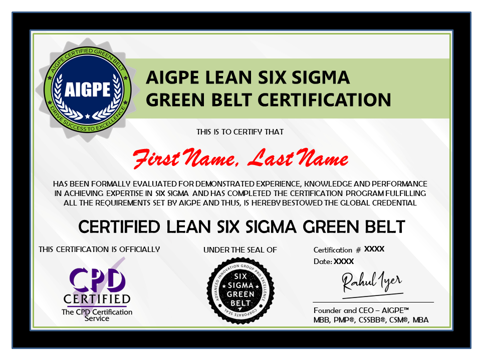 Green Belt Certification AIGPE