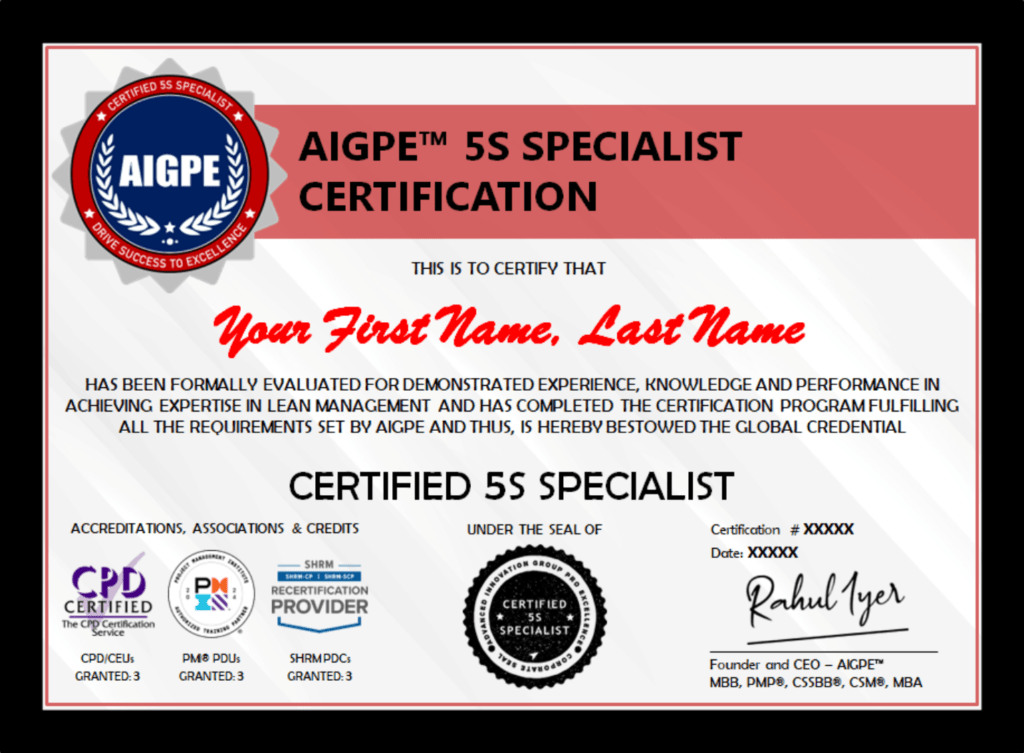 AIGPE 5S Specialist Certification