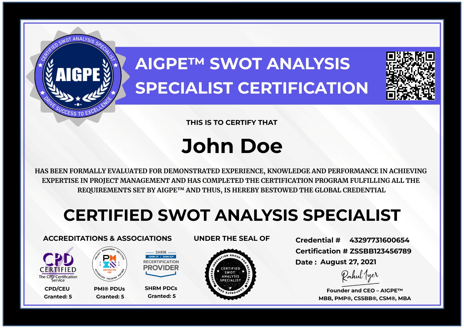 AIGPE Certified SWOT Analysis CPD Accredited