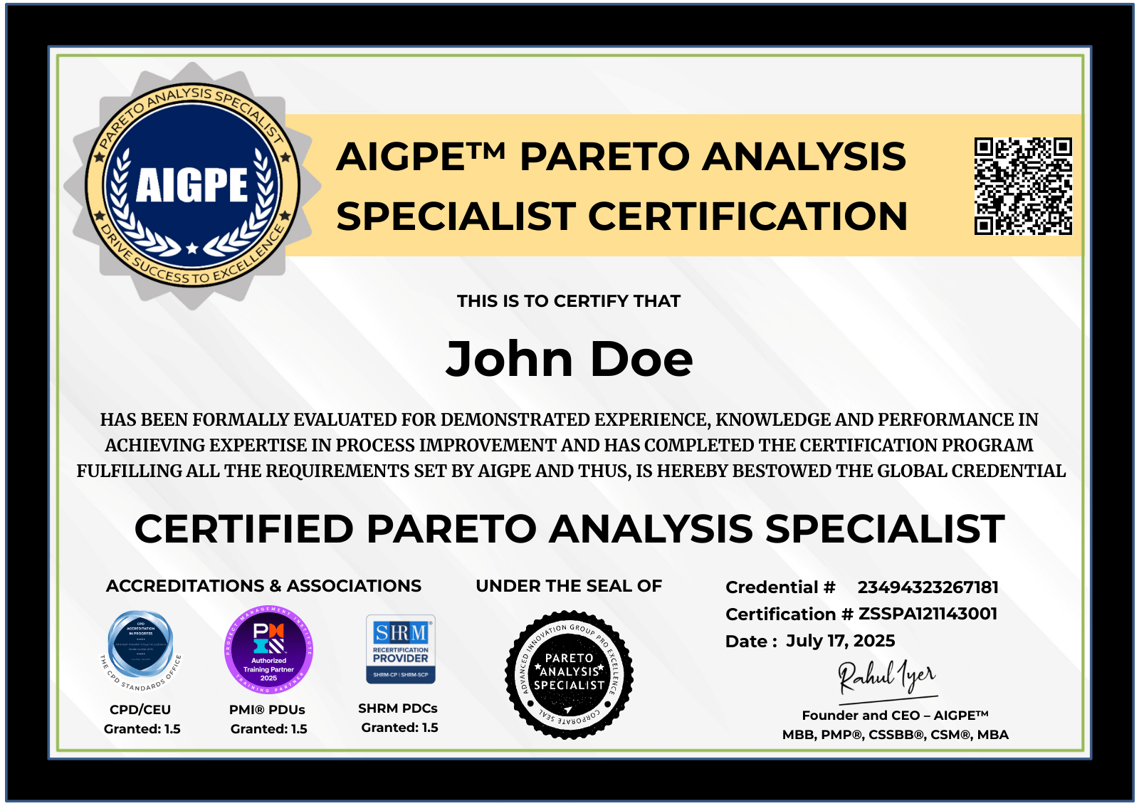 Pareto Analysis Specialist