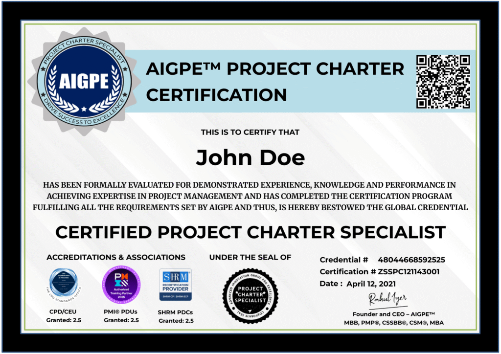 Project Charter Specialist