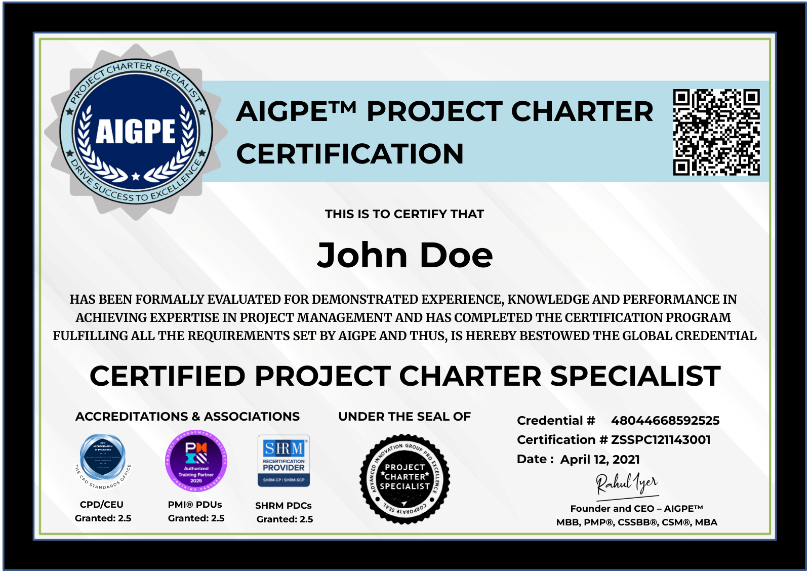 Project Charter Specialist