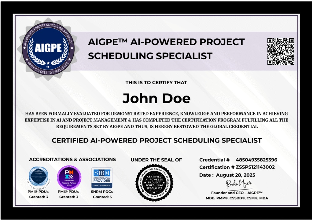 AI-Powered Project Scheduling Specialist Certificate