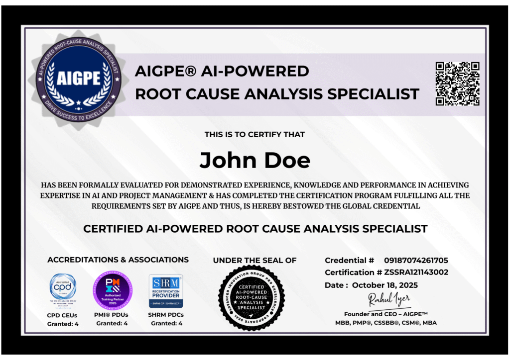 Root Cause Analysis Certificate